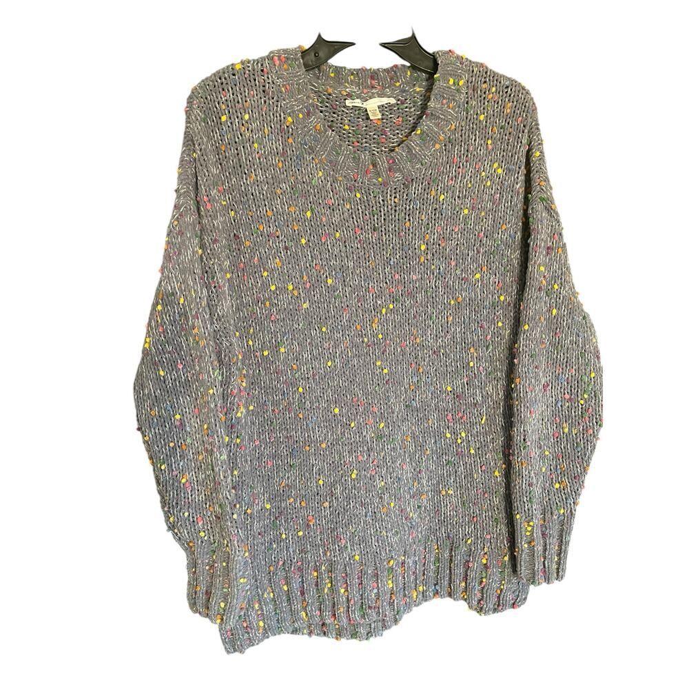 Seven7 Gray Soft Sweater With Rainbow Texture Size Small